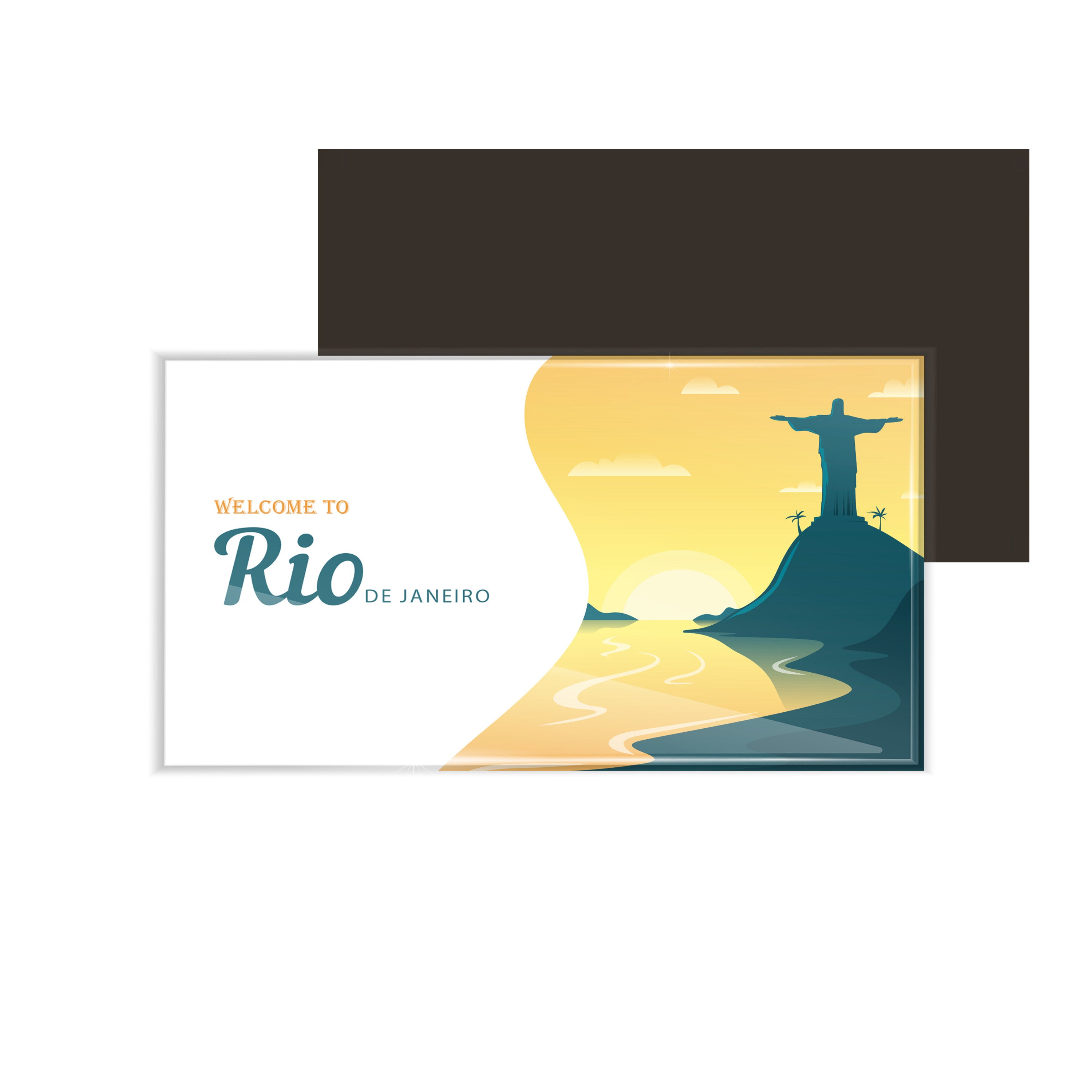 dhcrafts Fridge Magnet Rectangle Acrylic Glass (8.6 x 5.4 cm) Multicolor Travel Rio De Janeiro Design Pack of 1